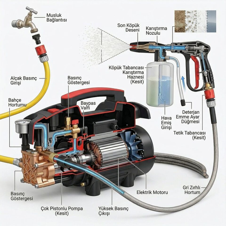 Powermaster PM-37733 Araç Yikama Maki̇nesi̇ Basınçlı Oto Yıkama Makinası