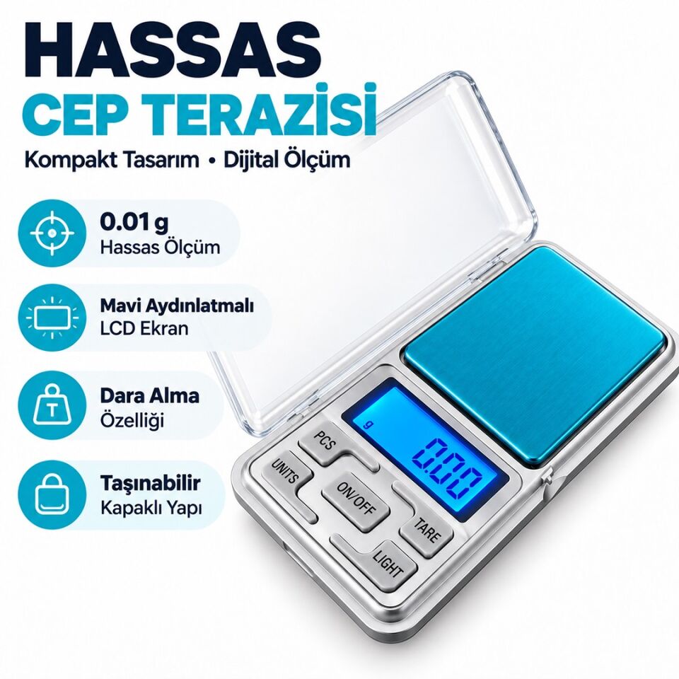 Powermaster PM-14636 0.01 Gram Hassasiyetli Dijital Hassas Mutfak Ve Epoksi Cep Terazisi