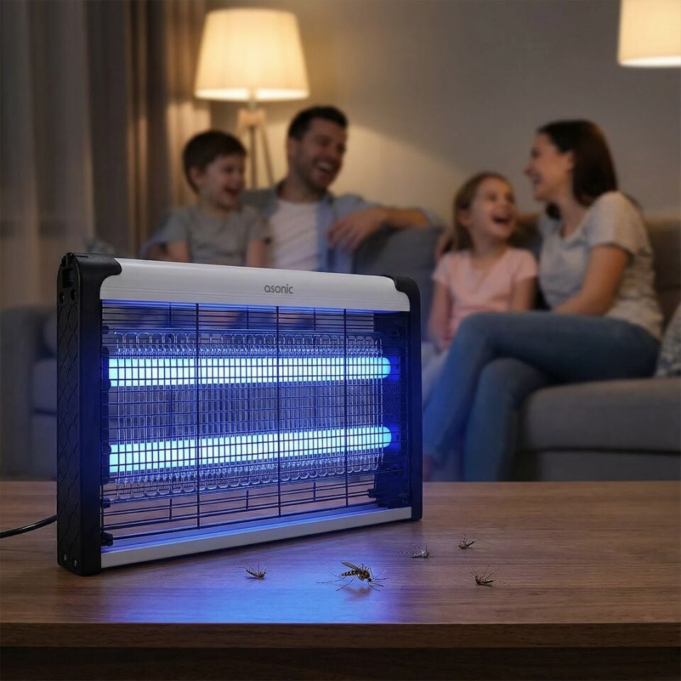 Asonic S26 20W 2000V Çift Koruma Camlı LED Zincir Askılı Sanayi Tipi Sinek Öldürücü (XL Boy)