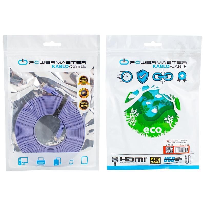 Ayt CAT6 5 Metre Yassı Kablo Ethernet İnternet Kablosu Jack Soketleri Takılı Hazır Kablo