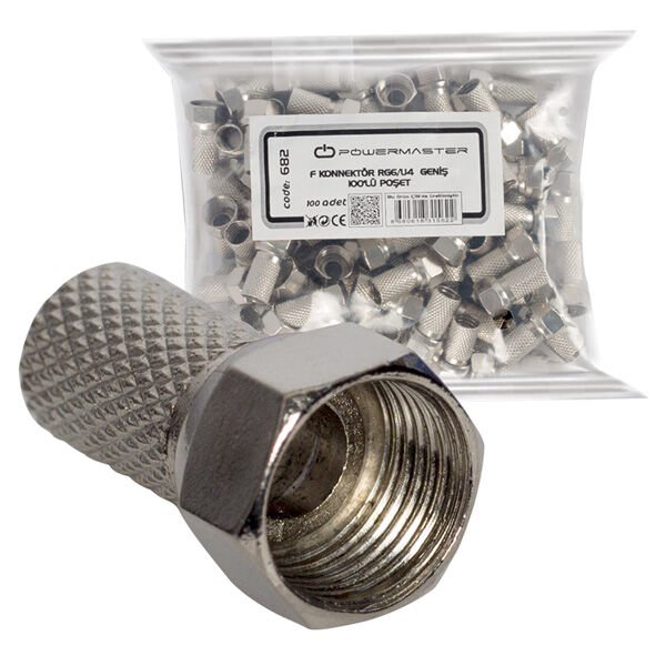 Ayt F Konnektör RG6-U4 18MM Geniş 100 Adet Uydu Kablosu Uydu Cihazı Konnektörü