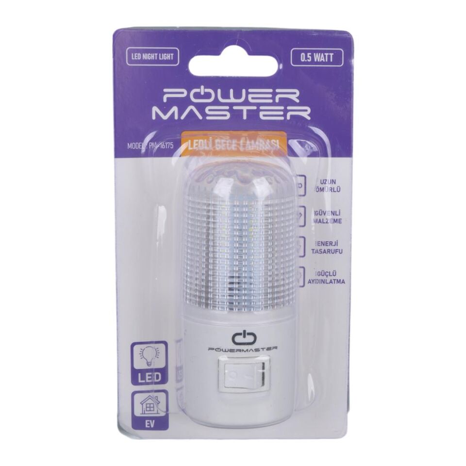 Powermaster PM-16175 Anahtarlı 0.5 Watt Led'li Beyaz Işık Gece Lambası