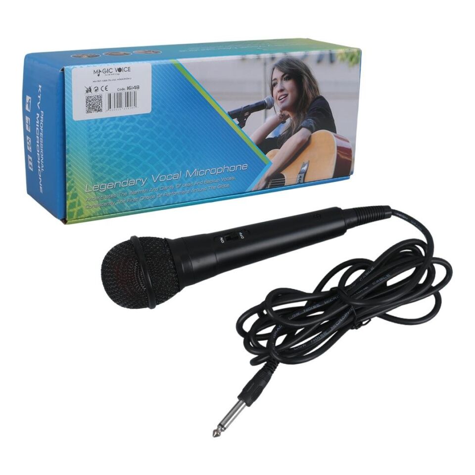 Ayt Magicvoice MV-901 2.5 Metre Kablolu Dinamik El Mikrofonu 6.3 Mm Jack Girişli Mikrofon