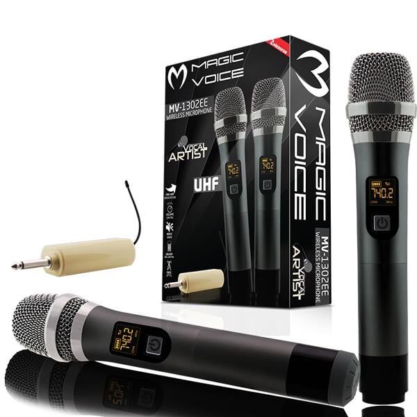 Ayt Magicvoice MV-1302EE Portatif Kablosuz 2 El Mikrofonu 6.3 Mm Jack Girişli Kablosuz 1 Verici 2 Li El Mikrofon