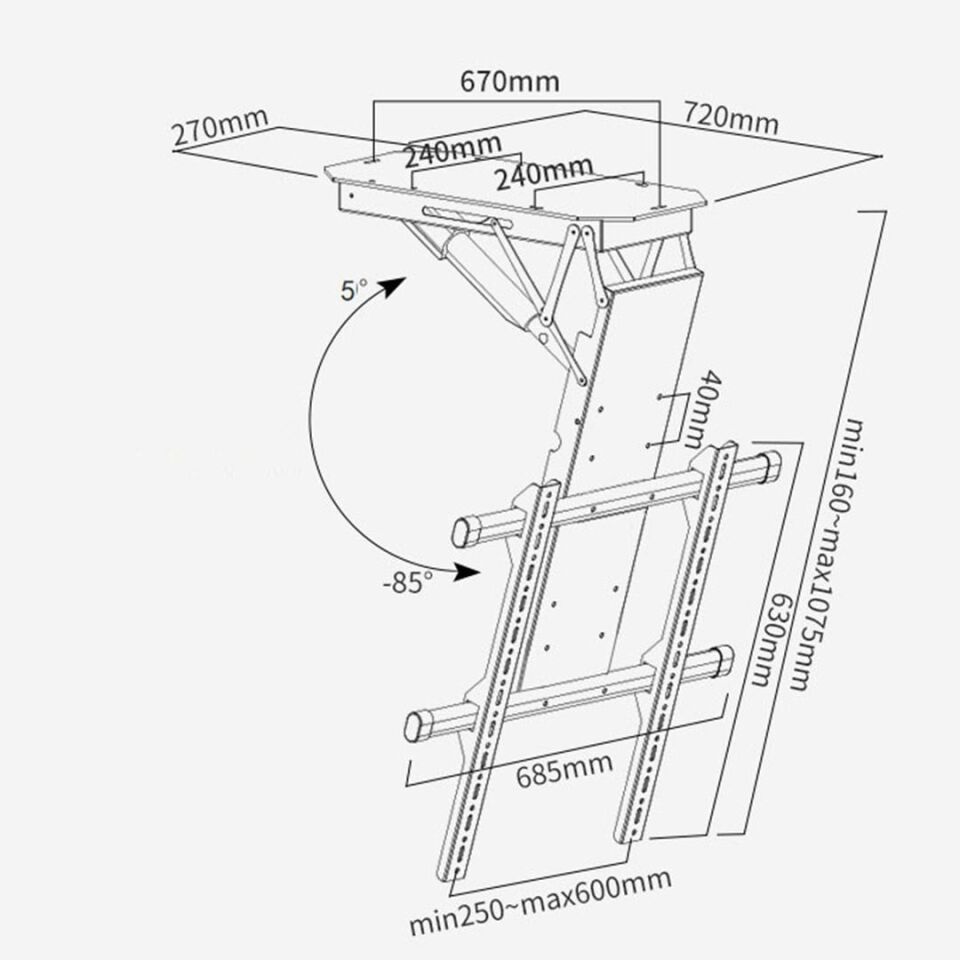Powermaster PM-29675 Kumandalı Elektrikli Motorlu Akıllı Tavan TV Askı Aparatı (50-90 İnç)