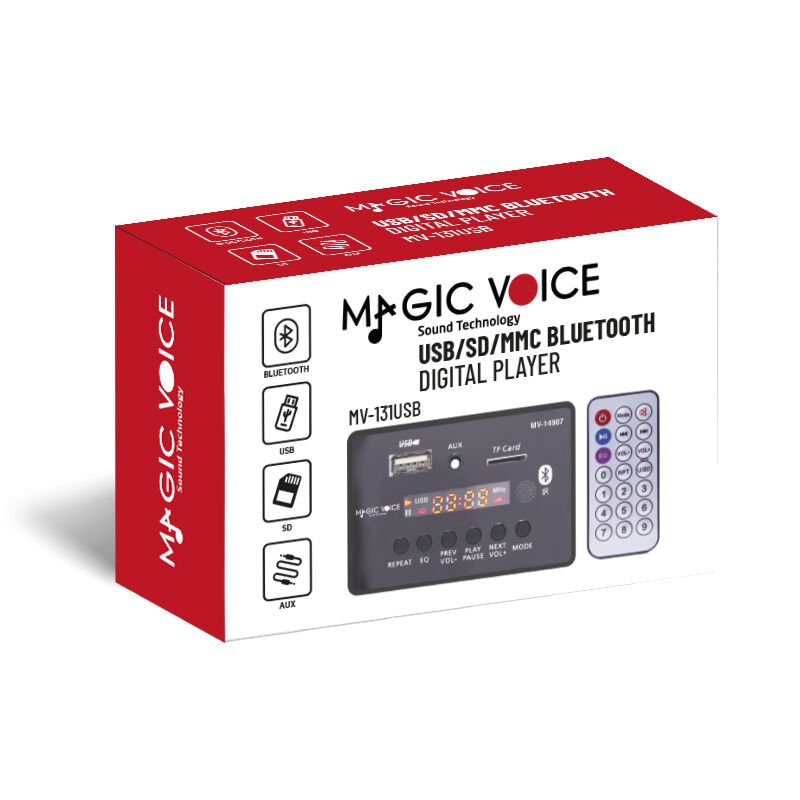 Magicvoice MV-14907 USB SD AUX Bluetooth Mikrofonlu Kumandalı Ekranlı Oto Teyp Çevirici Dijital Player Board