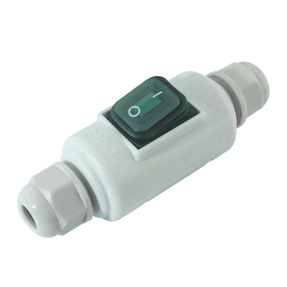 Ayt Powermaster PM-26936 Su Geçirmez Beyaz Kablo Switch 4 Pin Dış Çephe Aç Kapa Düğme Anahtar Neme Dayanıklı