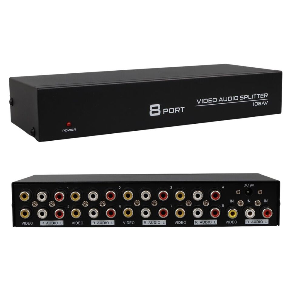 Powermaster PM-4832 8 Port Video Stereo Audio Dağıtıcı Çoğaltıcı 1024X768-85HZ
