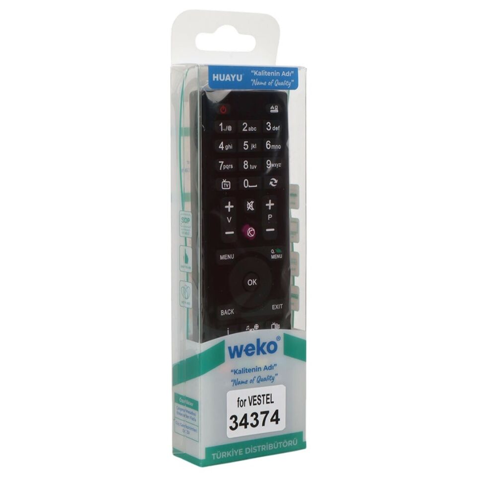WEKO KL VESTEL-SEG-REGAL YUVARLAK GÖBEK MİNİ LCD LED TV KUMANDA (40143=34374)