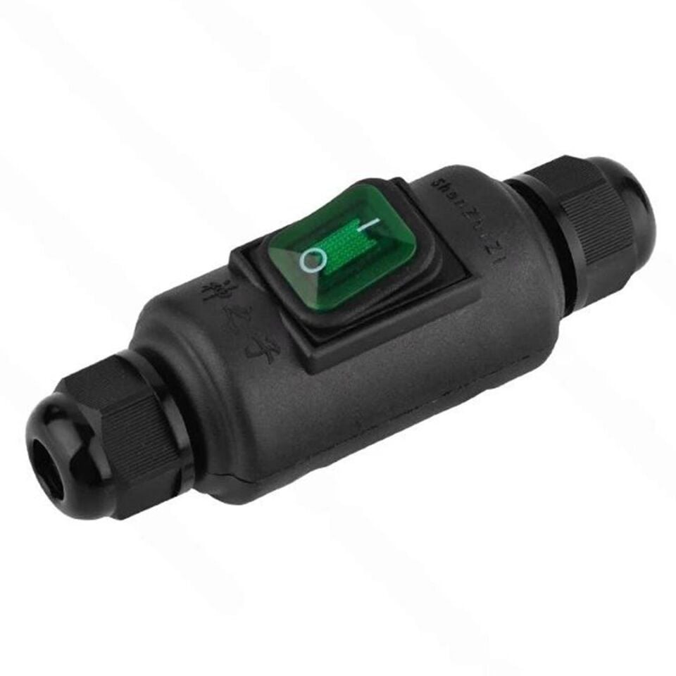 Ayt Powermaster PM-26935 Su Geçirmez Siyah Kablo Switch 4 Pin Dış Çephe Aç Kapa Düğme Anahtar Neme Dayanıklı