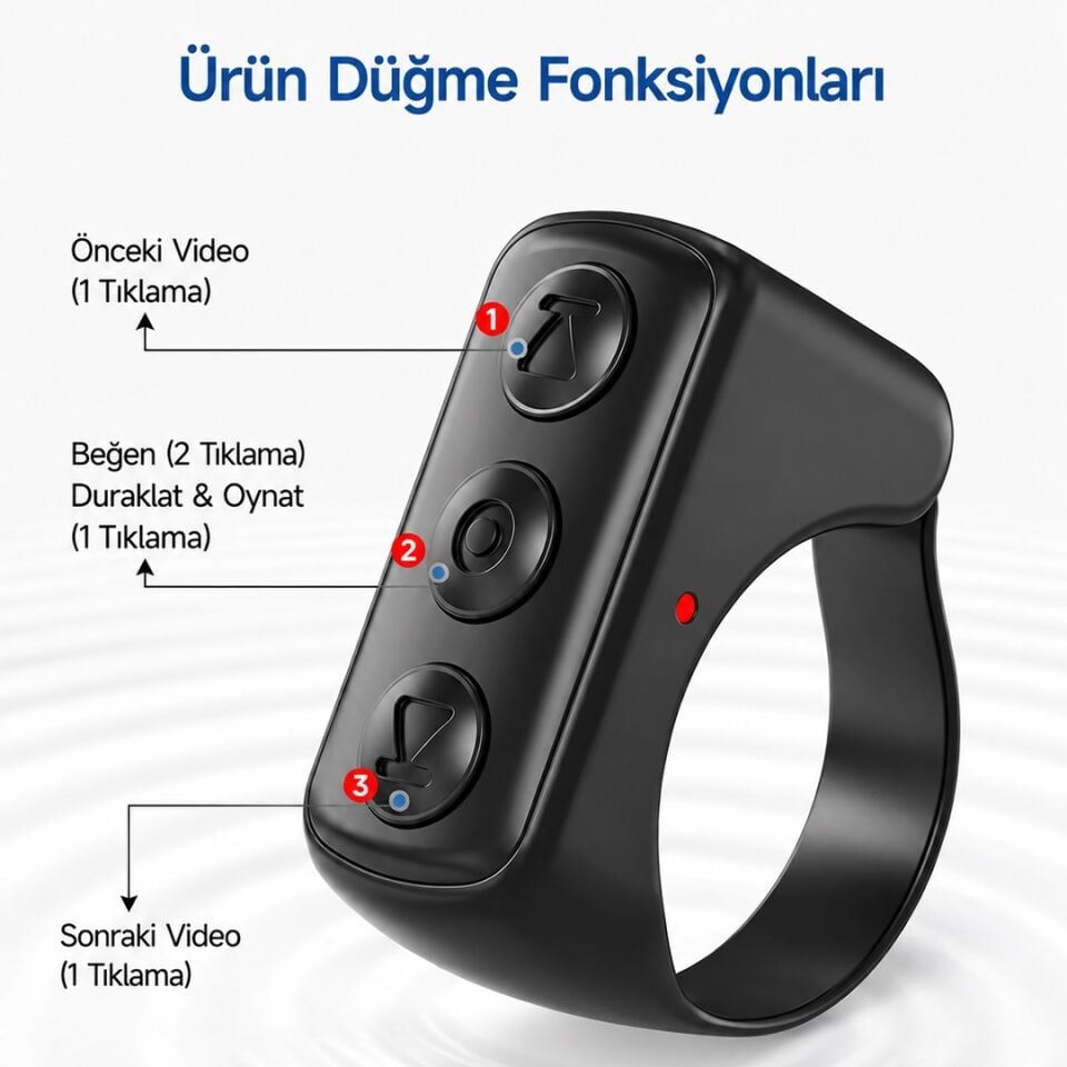 Powermaster PM-24897 Kablosuz Bluetooth Yüzük Kumanda Tiktok - Reels Kaydırma Uzaktan Deklanşör