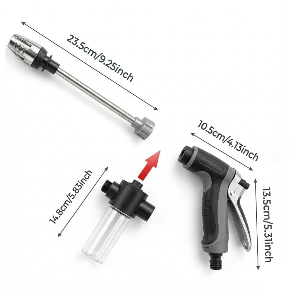 Powermaster PM-29663 Yüksek Basınçlı Uzun Çubuklu Araç Yıkama Ve Sulama Seti