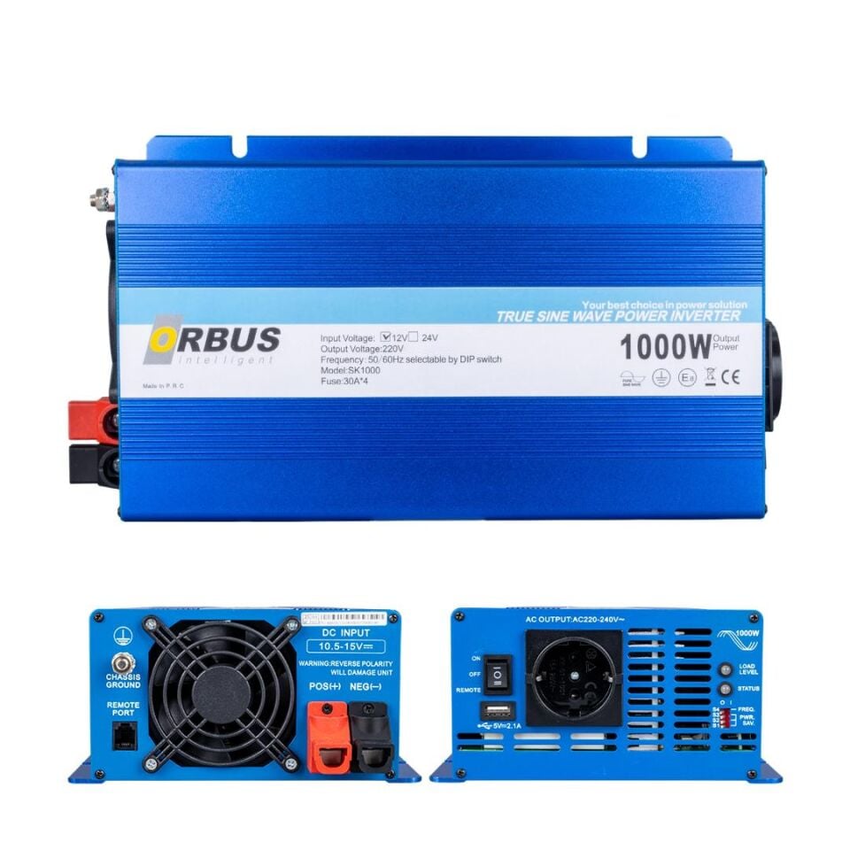 Ayt Orbus 12 Volt 1000 Watt Tam Sinus İnverter 12-220 Dönüştürücü Çevirici