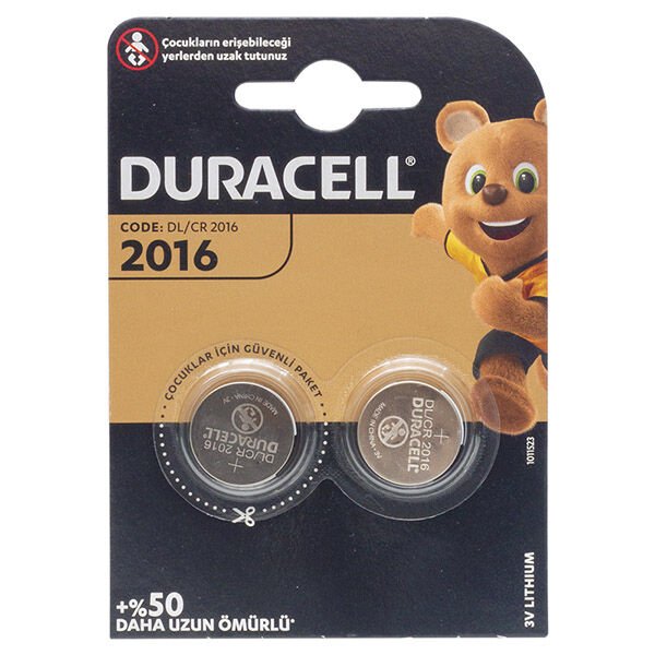 Duracell CR2016 3 Volt Lityum 2'li Pil