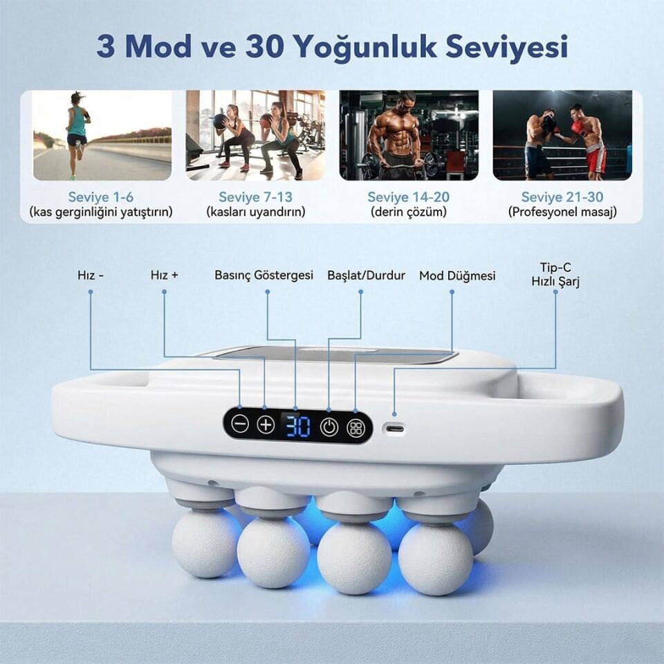 Powermaster PM-29678 Multi-Foksiyonel 8 Başlıklı Profesyonel Se lülit Giderici Ve Derin Doku Masaj Aleti