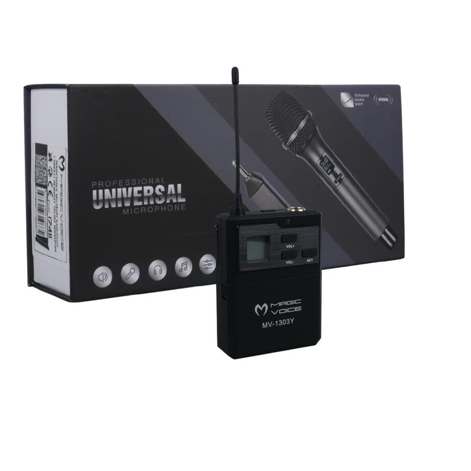 Ayt Magicvoice MV-1303Y Kablosuz 1 Yaka 1 Headset Telsiz Mikrofon Kablosuz Yaka Ve Kafa Mikrofonu