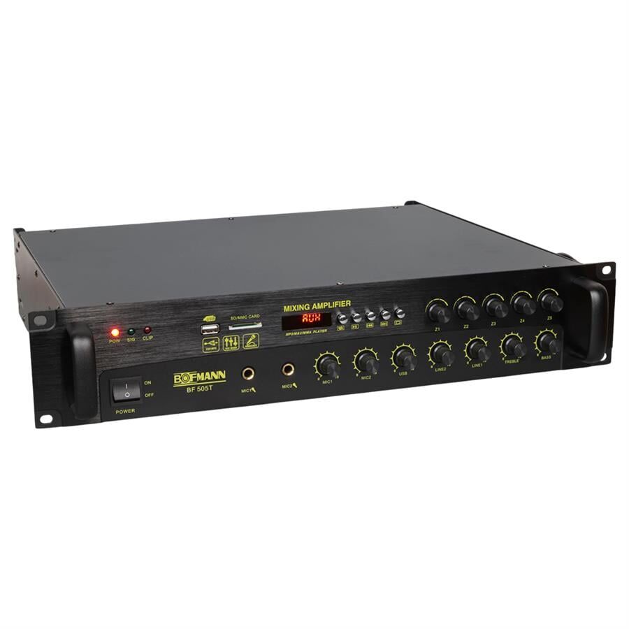Bofmann BF-505T 500W USB/SD/Bluetooth Hat Trafolu 5 Bölgeli Mixer Amfi