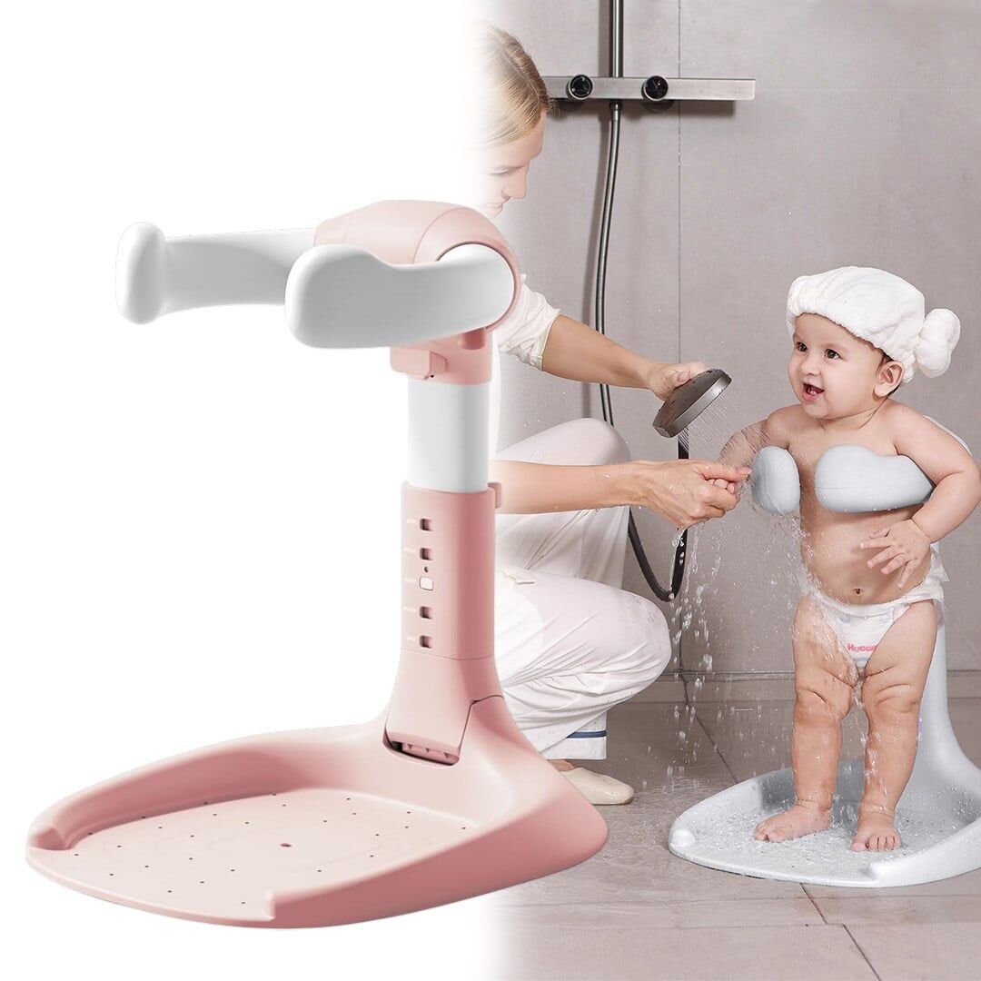 Sunup SN-29260 Pembe Bebek Banyo Yardımcısı Boy Ayarlı Ve Ayaklı Yıkama Standı Bebek Duş Tutucu Tutacağı