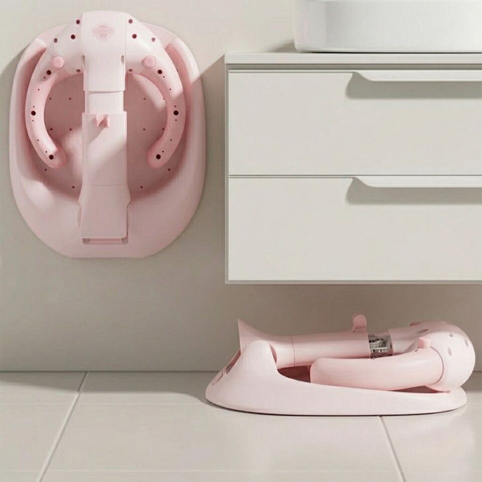 Sunup SN-29260 Pembe Bebek Banyo Yardımcısı Boy Ayarlı Ve Ayaklı Yıkama Standı Bebek Duş Tutucu Tutacağı