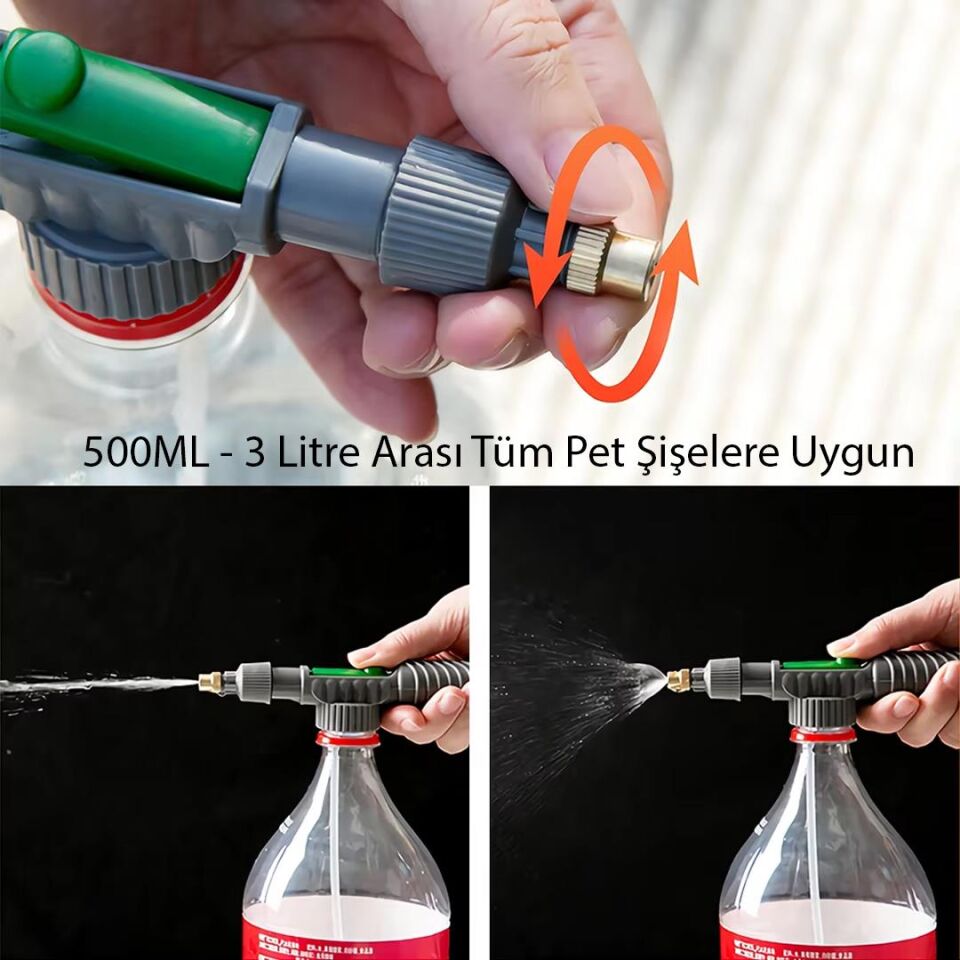 Sunup SN-24910 Ayarlanabilir Basınçlı Su Köpük Püskürtme Başlığı (Tüm Pet Şişelere Uyumlu)