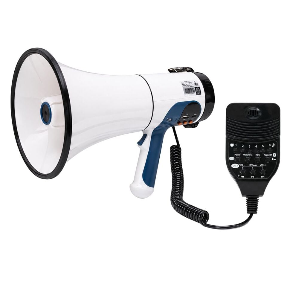 Magicvoice ML-687 Mayk Mikrofonlu Megafon Usb Aux Sd Kart Girişli 100 Watt Pilli Ve Şarjlı