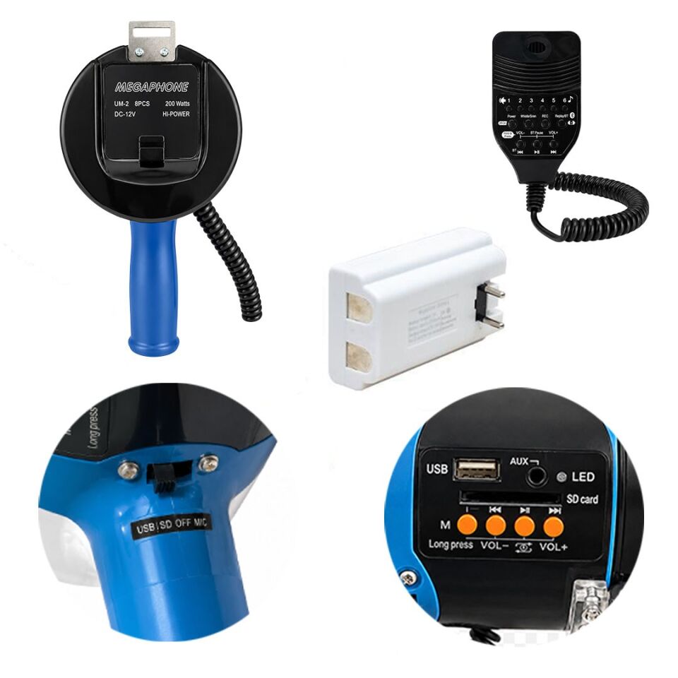 Magicvoice ML-687 Mayk Mikrofonlu Megafon Usb Aux Sd Kart Girişli 100 Watt Pilli Ve Şarjlı