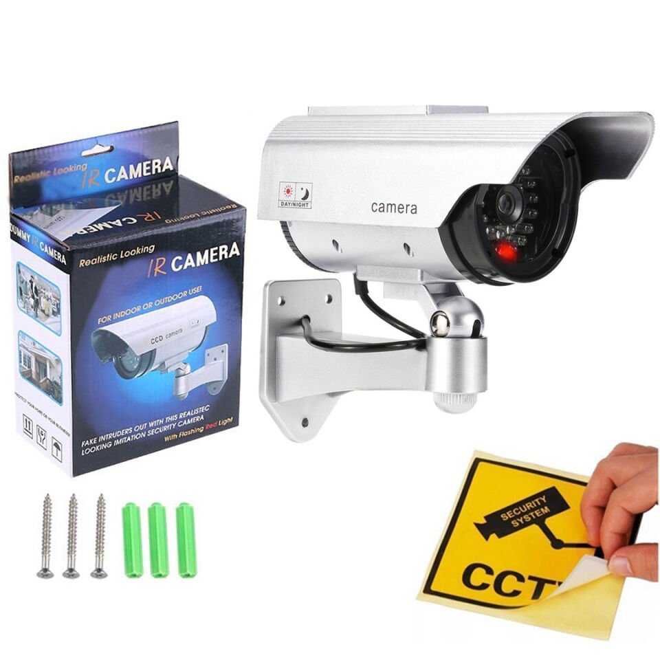 Powermaster Kırmızı Ledli Maket Kamera Caydırıcı Sah te Kamera Gerçek Görünümlü Pilli Işıklı Güvenlik Kamerası