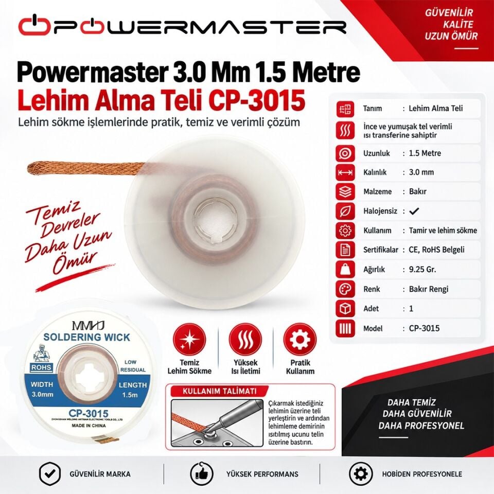 Powermaster 3.0 Mm 1.5 Metre Lehim Alma Teli CP-3015