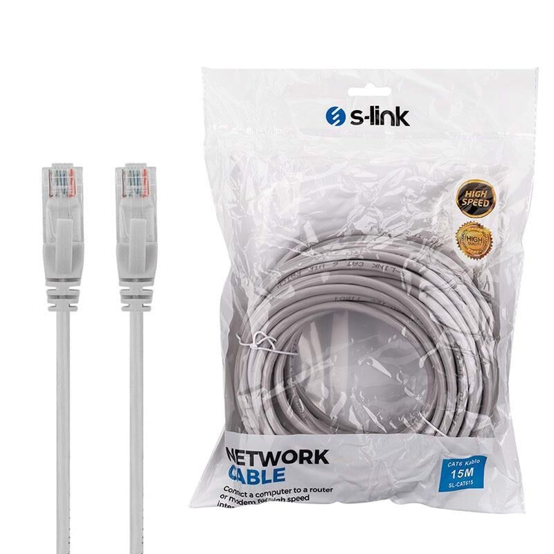 S-Link SL-Cat615 15 Metre 24awg Cat6 Ethernet Kablo Jacklı Soketli Hazır İnternet Kablosu