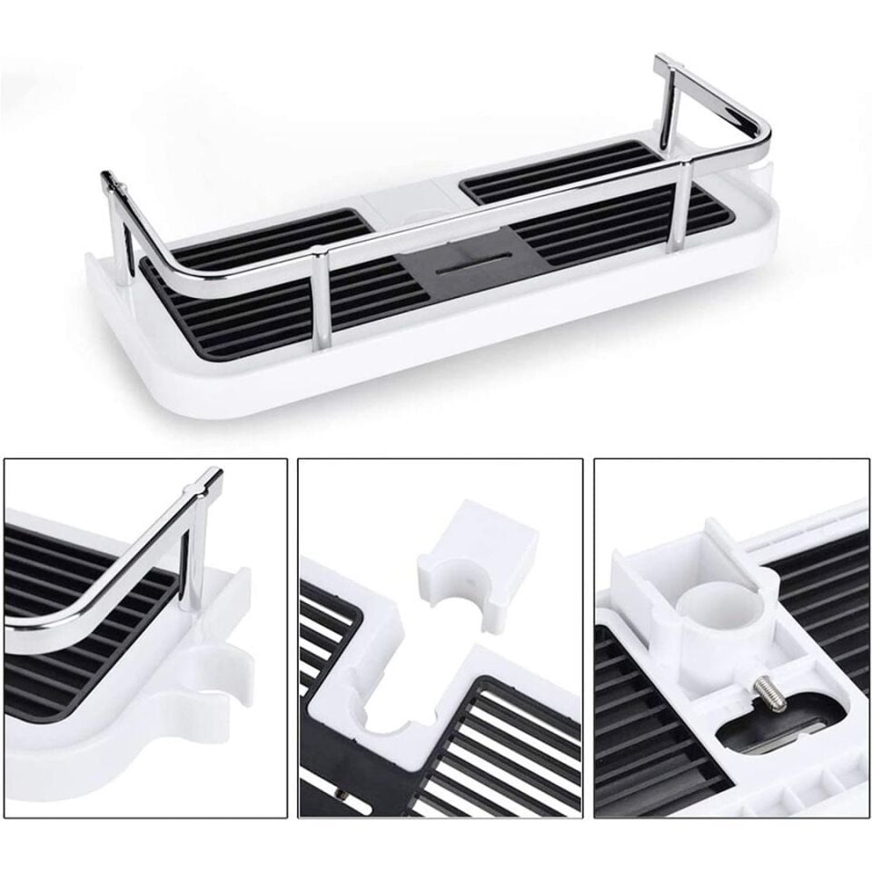 Sunup Banyo Duş Rafı Sabun Şampuan Dış Fırçası Rafı Delme Gerektirmez 24-25 mm Duş Sapına Takılabilir