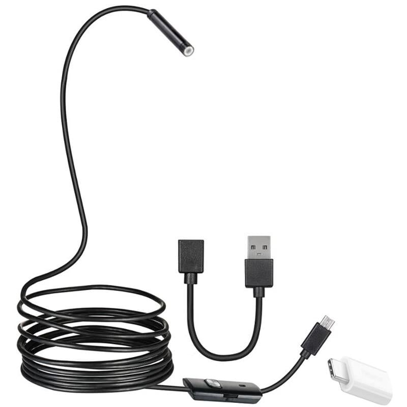Ayt Powermaster 3in1 Micro Usb Type C Pc 8 Mm Işıklı 5 Metre Endeskop Yılan Kamera