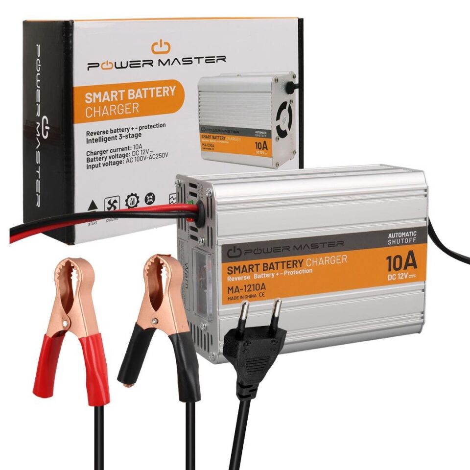 Ayt Powermaster MA-1210A 12 Volt 10 Amper Akıllı Hızlı Akü Şarj Cihazı Oto Araç Motosiklet Karavan Analog Amper Göstergeli