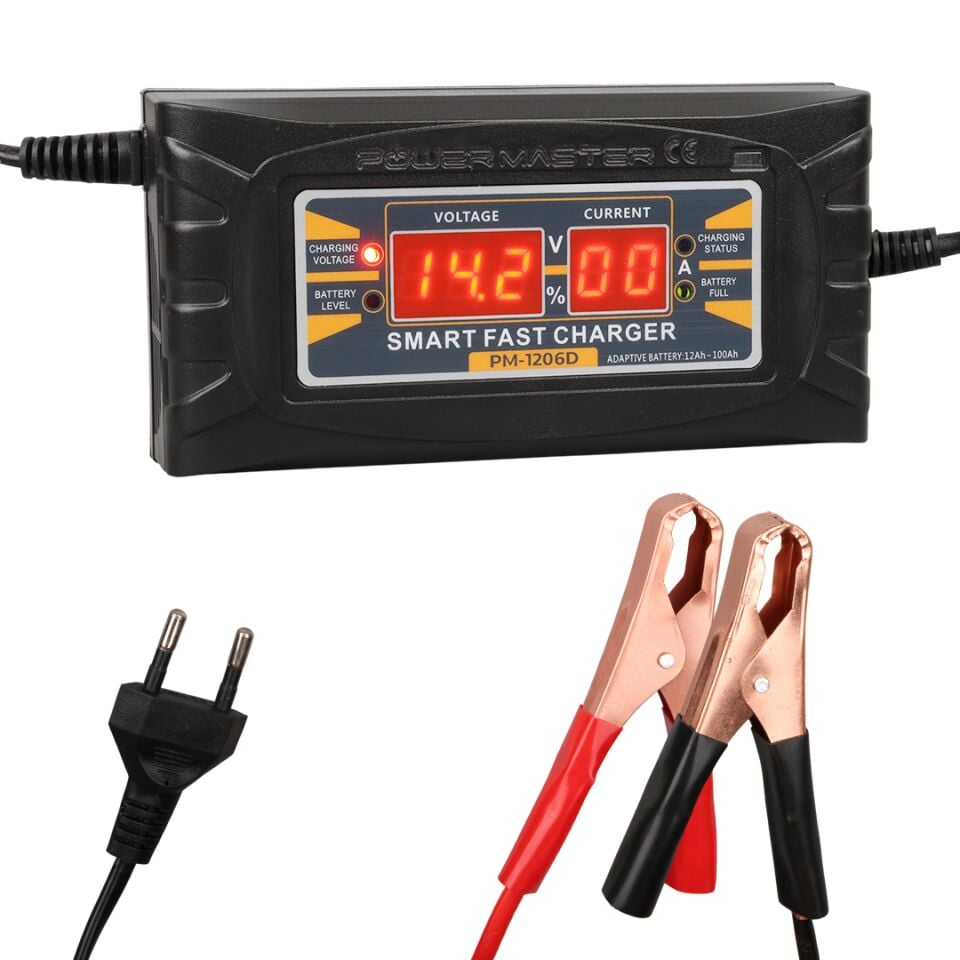 Ayt Powermaster SON-1206D 12 Volt 6 Amper Akıllı Hızlı Akü Şarj Cihazı Araç Oto Motosiklet Karavan Akü Şarj Aleti