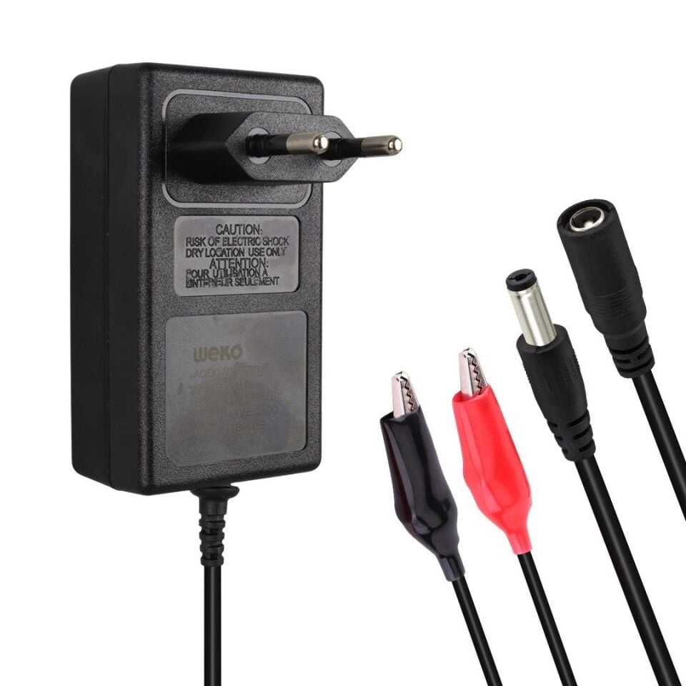 Ayt Weko 14.4 Volt 2 Amper Adaptör 5.5x2.5 Mm Uçlu Krokodil Aparatlı Akü Şarj Cihazı Aleti WK-29111