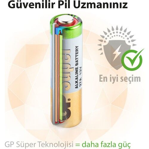 GP 27A 12V İnce Alarm Pili 5'li Paket