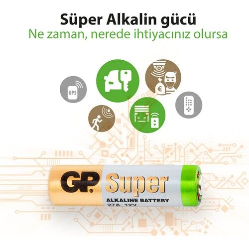 GP 27A 12V İnce Alarm Pili 5'li Paket