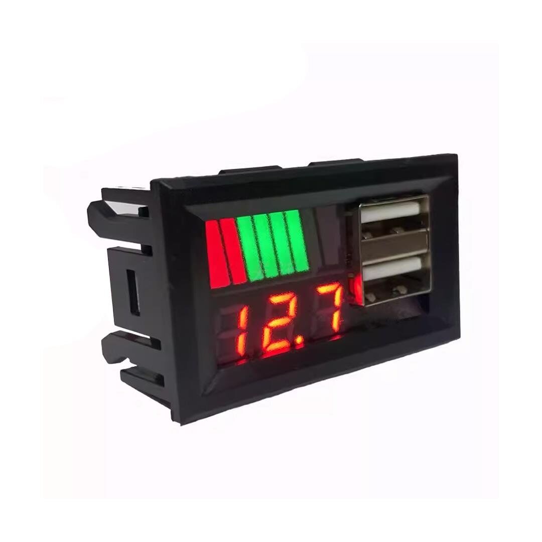 Ayt Dijital Voltmetre Usb Çıkışlı Akü Göstergeli DC 12 Volt Akü Voltaj Seviyesi Göstergesi