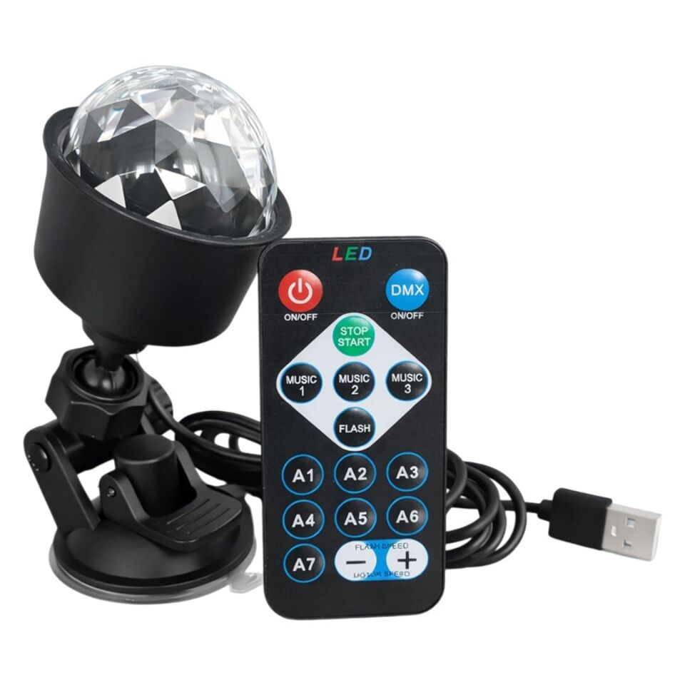 Powermaster PM-37731 RGB LED Hareketli Disko Topu Ve Sahne Aydınlatma Lambası Uzaktan Kumandalı