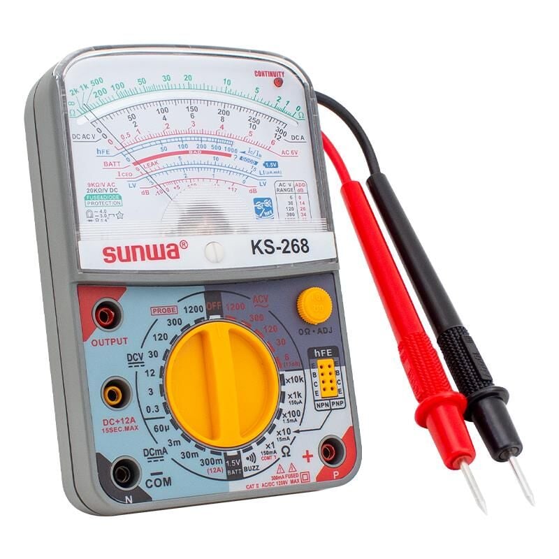 Powermaster Sunwa KS-268 Analog Multimetre Ölçü Aleti Kılıflı Dc Ac Voltaj Ölçüm Cihazı