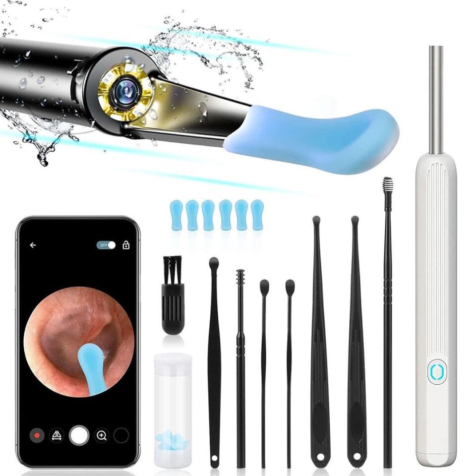 Powermaster PM-24064 Şarjlı Endoskop Kameralı Kulak Temizleme Seti Aleti Android İos Uyumlu HD Görüntü Yedek Başlık