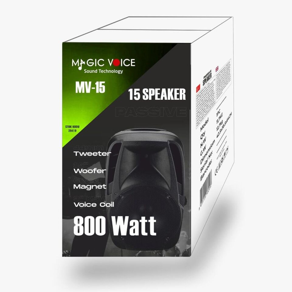 Magicvoice MV-15 800 Watt 15 İnç 2-Yollu Pasif Kabin Hoparlör