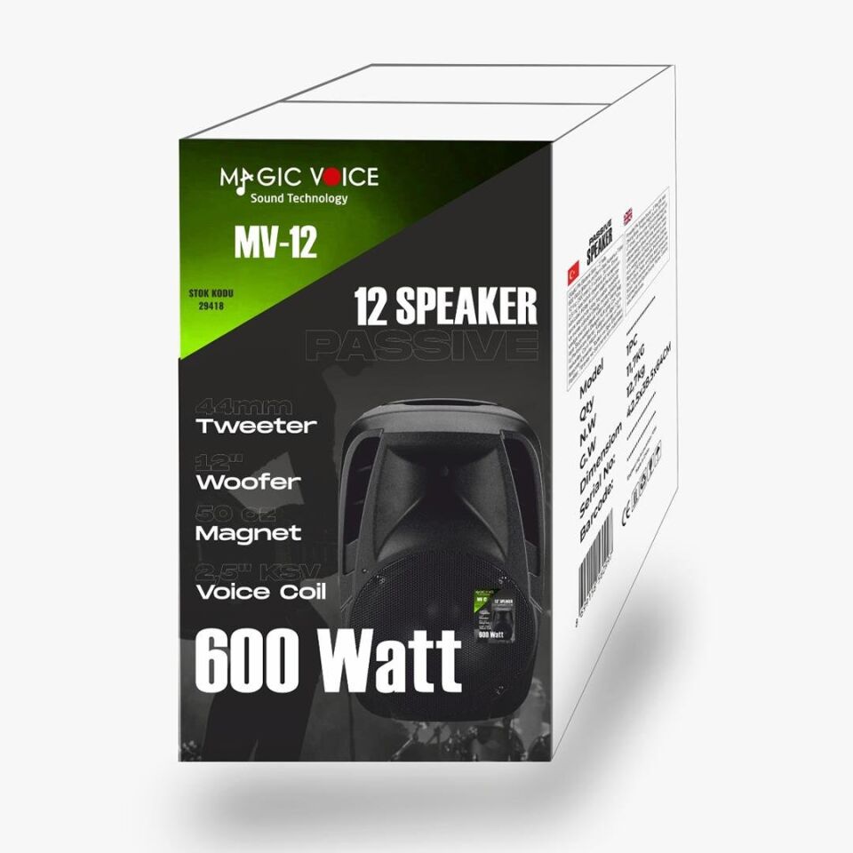 Magicvoice MV-12 600 Watt 12 İnç 2-Yollu Pasif Kabin Hoparlör