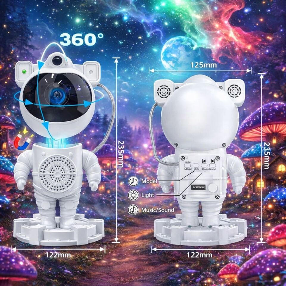Sunup SN-30764 Astronot Galaxy Projektör Gece Lambası Uzaktan Kumandalı Bluetooth Hoparlörlü