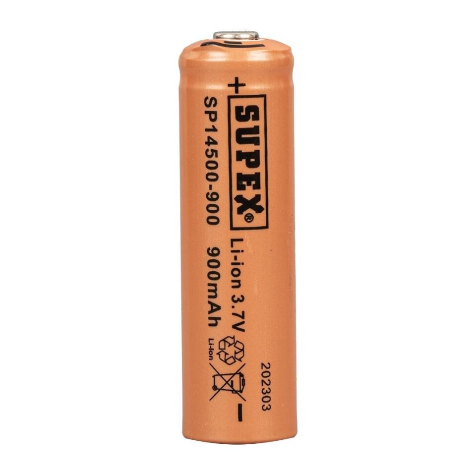 Supex Şarj Edilebilir Başlıklı Pil 14500 3.7 Volt 900 Mah Şarjlı Pil