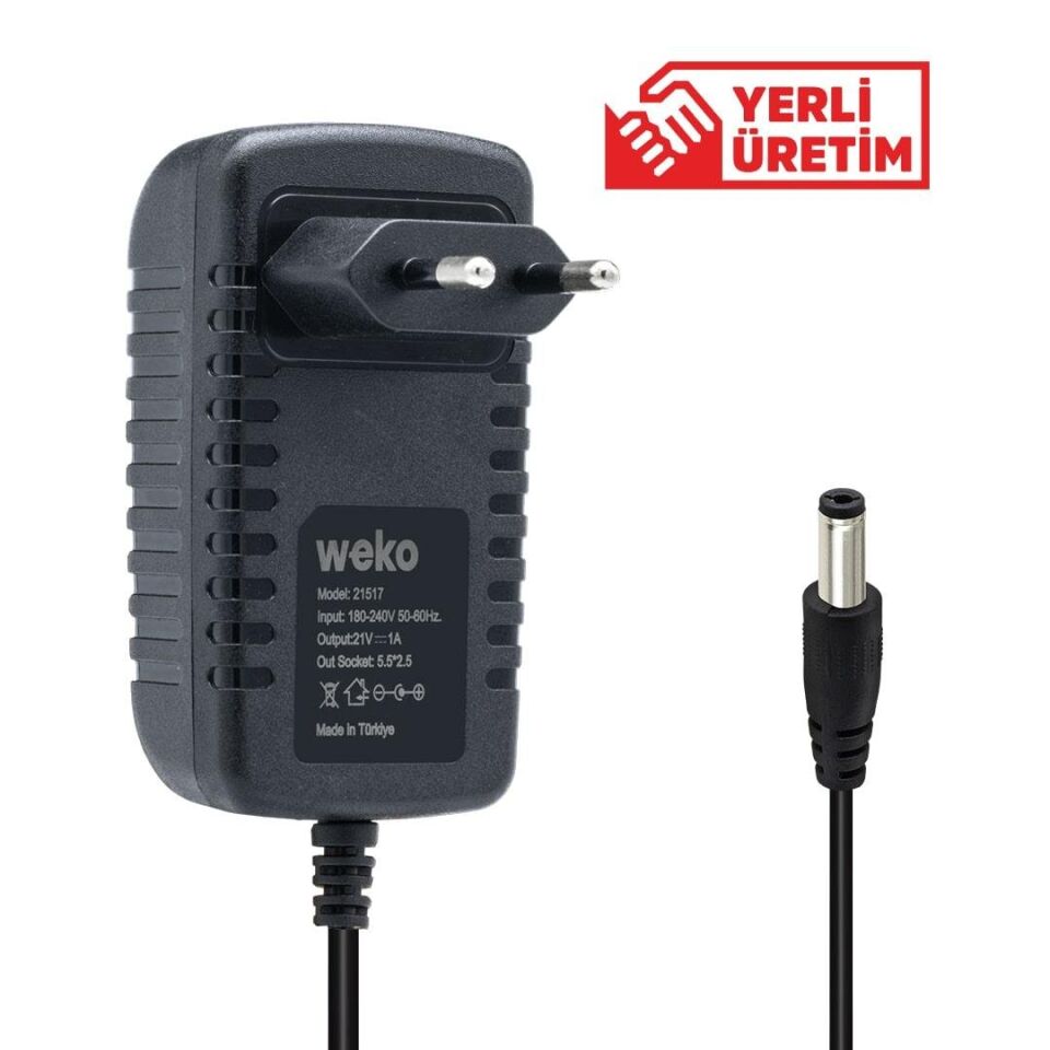 Weko 21 Volt - 1 Amper 5.5*2.5 Uçlu Priz Tipi Adaptör