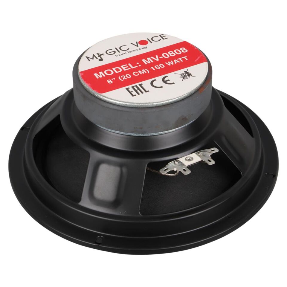 Magicvoice MV-0808 8 İnç 20cm 150 Watt Tekli Metal Kasa Oto Araç Hoparlör MV-3408 Amfi Uyumlu