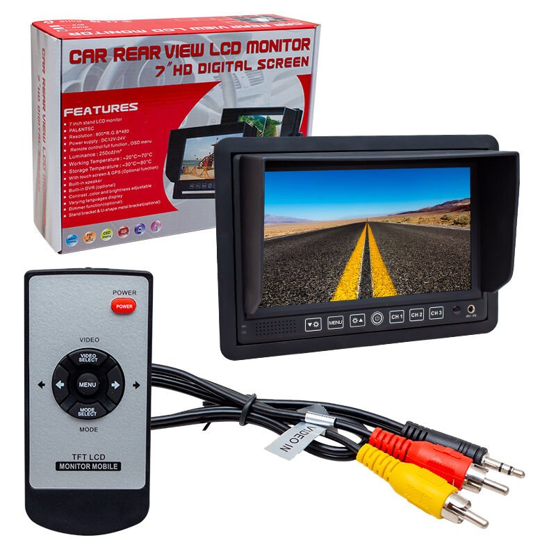 Ayt Powermaster PM-5879 7 İnç 12-24 Volt 3 Kanal AV Girişli Oto Monitörü Araç İçi Monitör