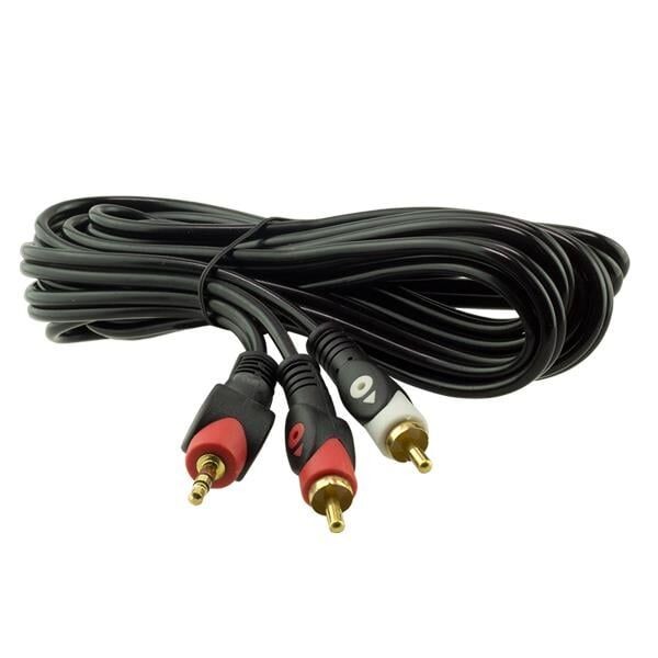 2 Rca Erkek 3.5 Mm Stereo Erkek 3 Metre Kablo Renkli Rca Kablosu