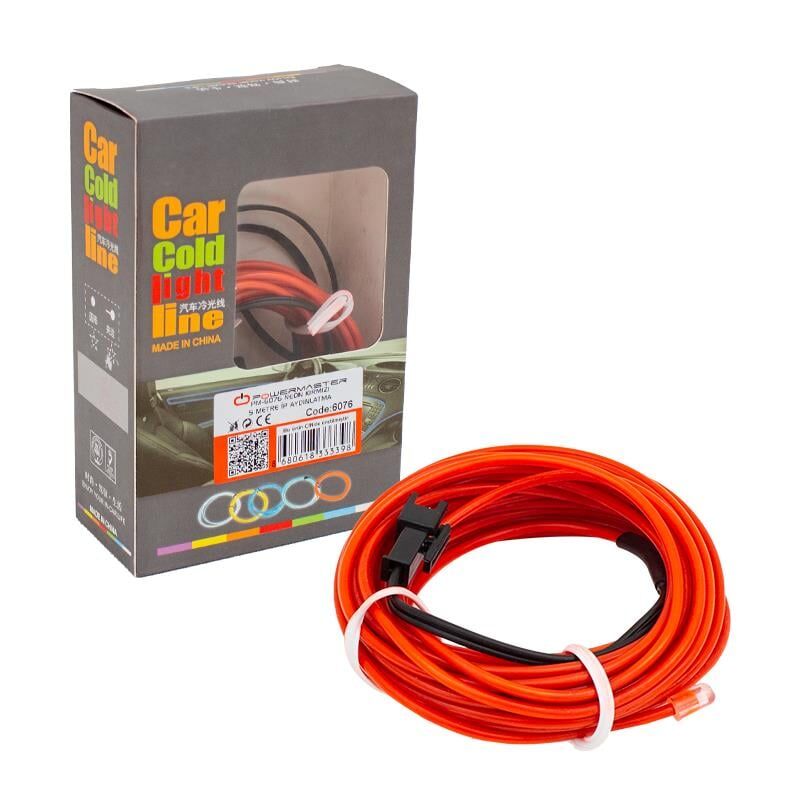 Ayt Powermaster PM-6076 5 Metre 5 Volt USB Adaptörlü Neon Kırmızı İp Aydınlatma Oto Araç Ambiyans Aydınlatması