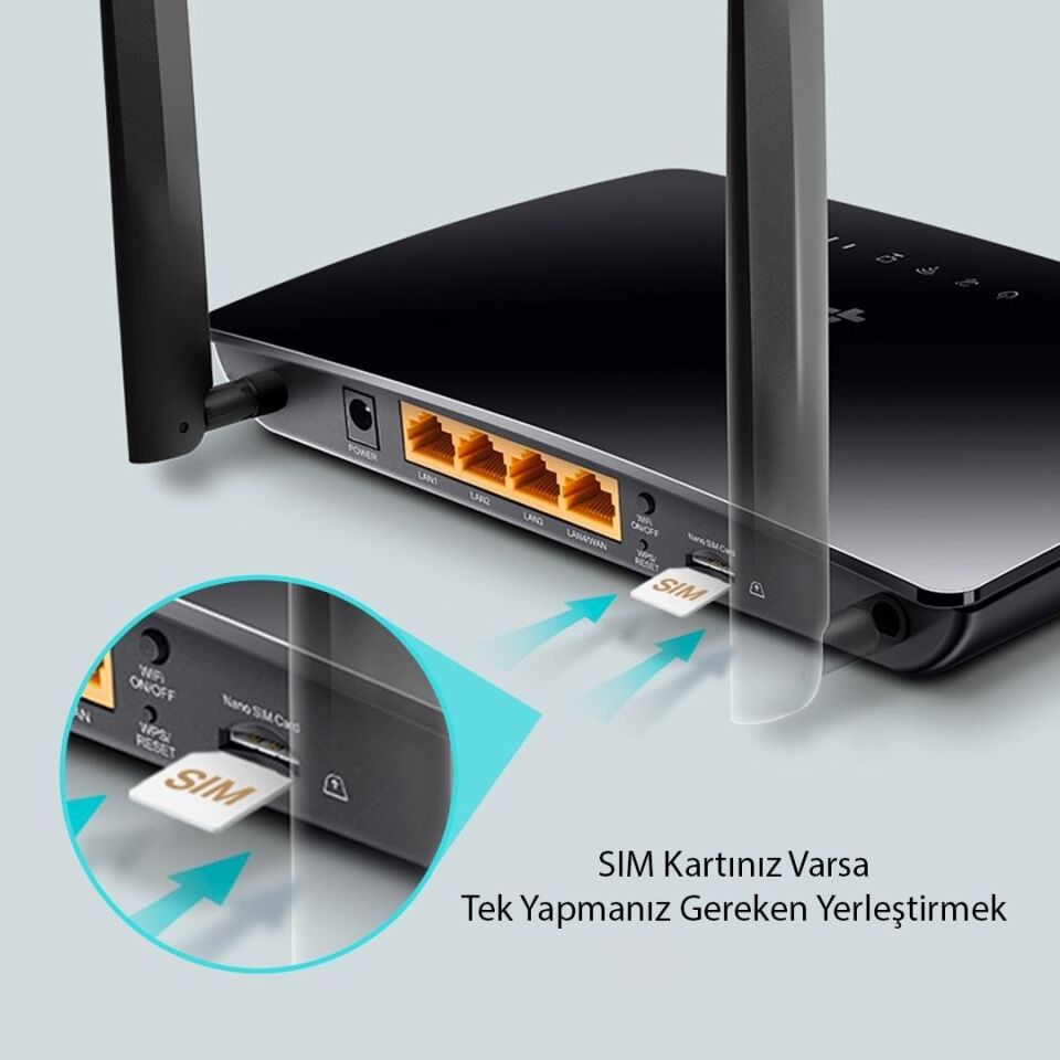 TP-Link Archer MR400 AC1200 Mbps 4G/3G LTE SIM Destekli Yuvası Çift Bant 10/100 Port Kablosuz Router